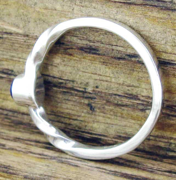 Twisted sterling silver band with Lapis ring