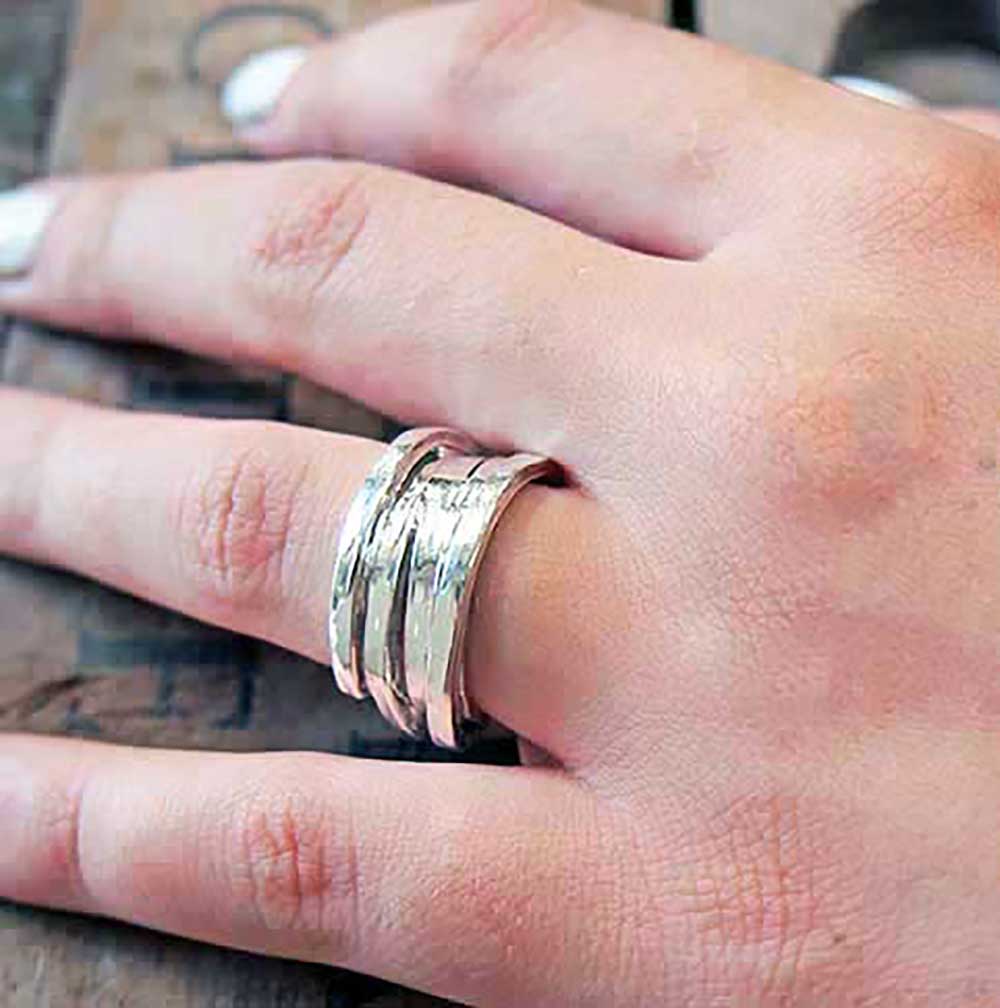 Chunky Hammered Silver ring Main image