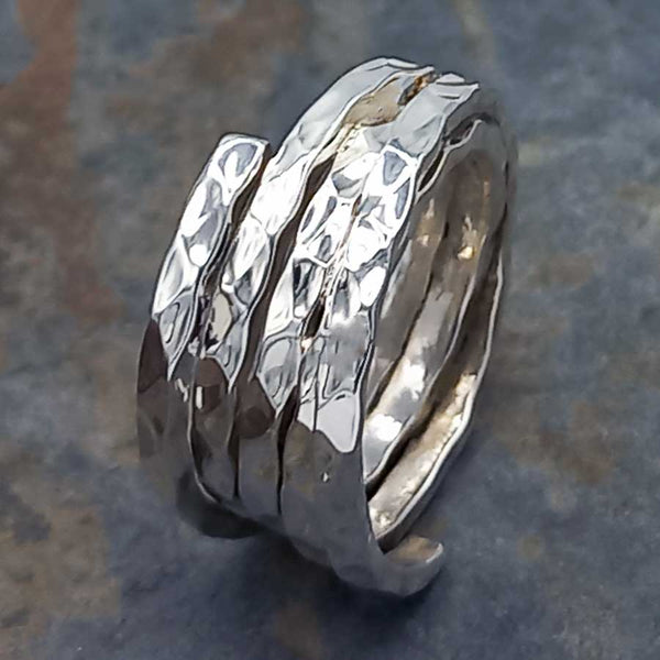 Textured chunky Mexican silver ring