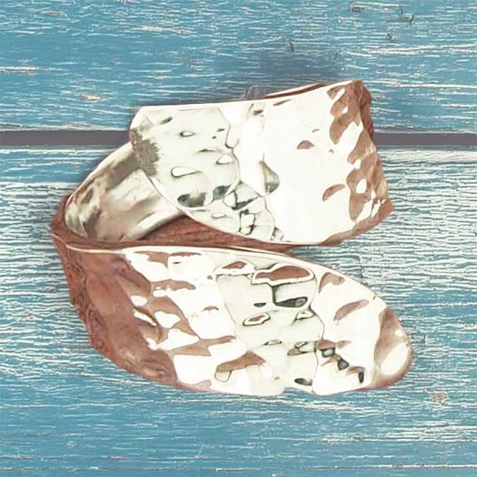 Wrap around hammered silver ring