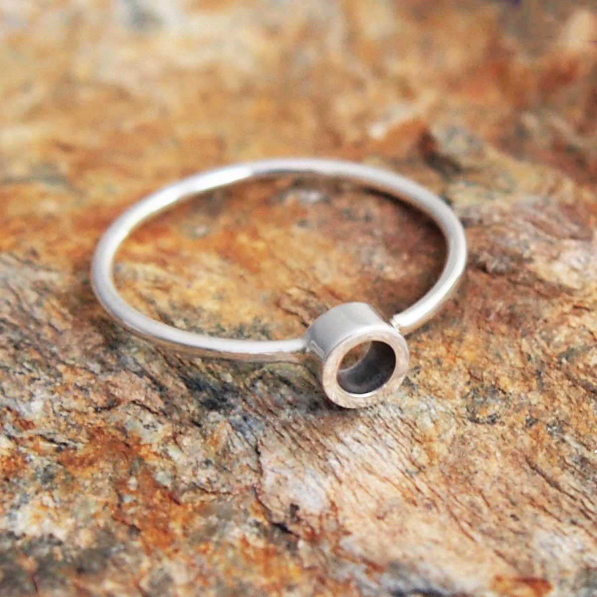 Handmade dainty silver circle ring