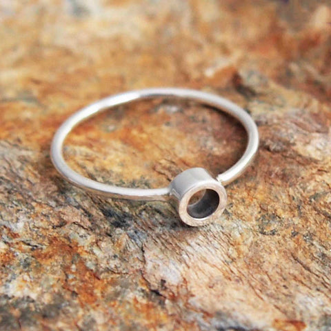 Handmade dainty silver circle ring