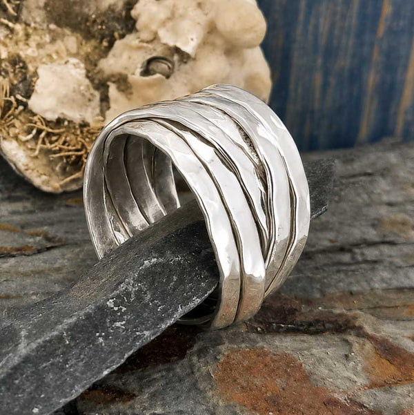 Chunky sterling silver textured ring