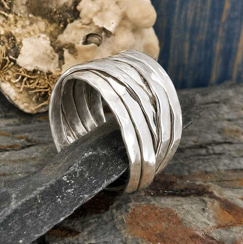 Chunky sterling silver textured ring