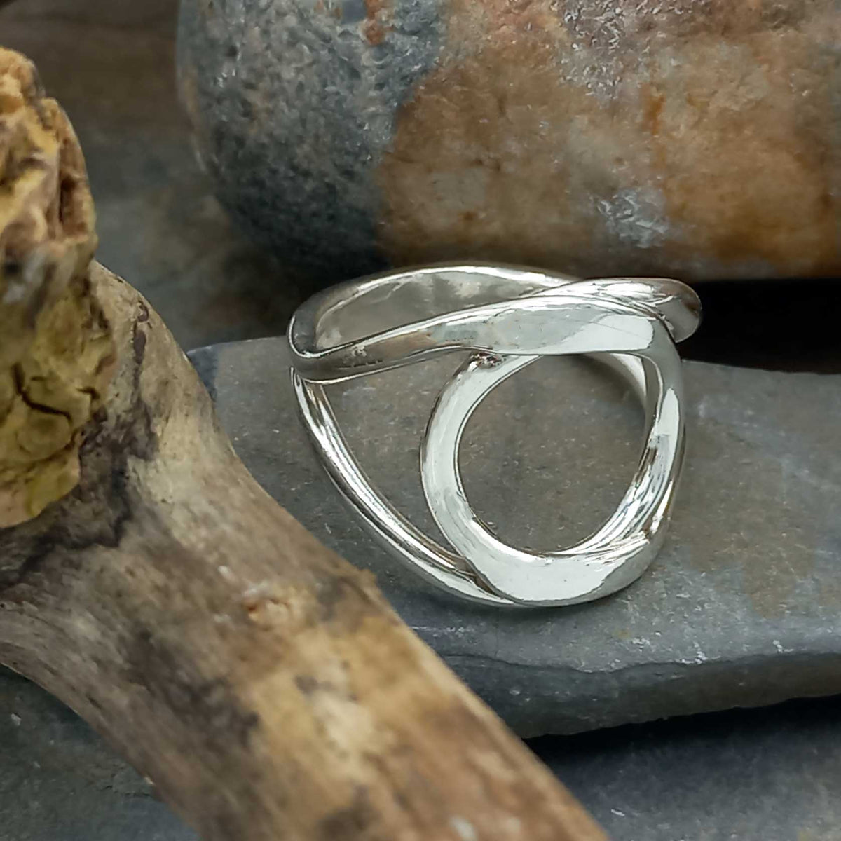 Handmade looped Circle sterling silver ring Main image