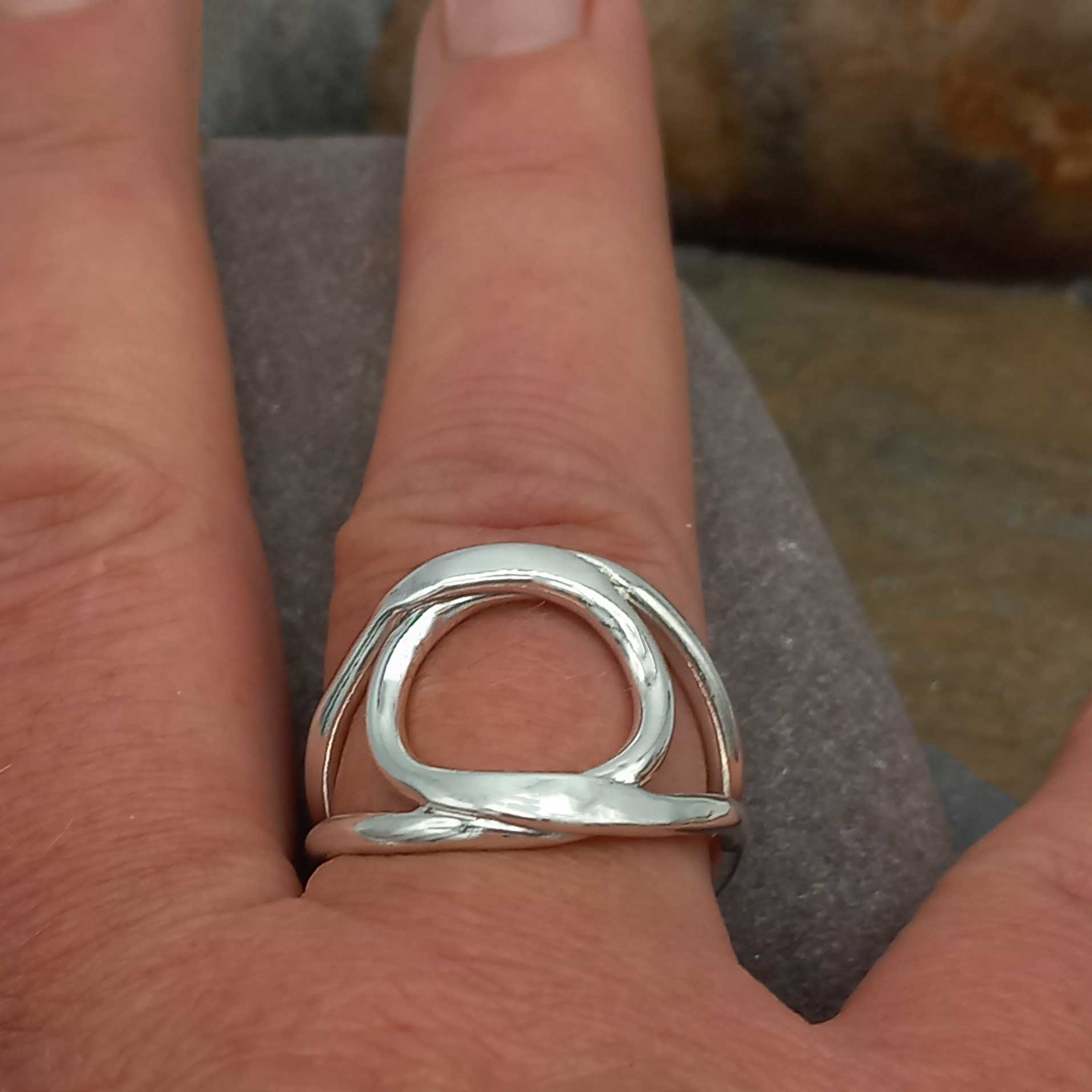 Looped Circle Silver Ring (345) Secondary image
