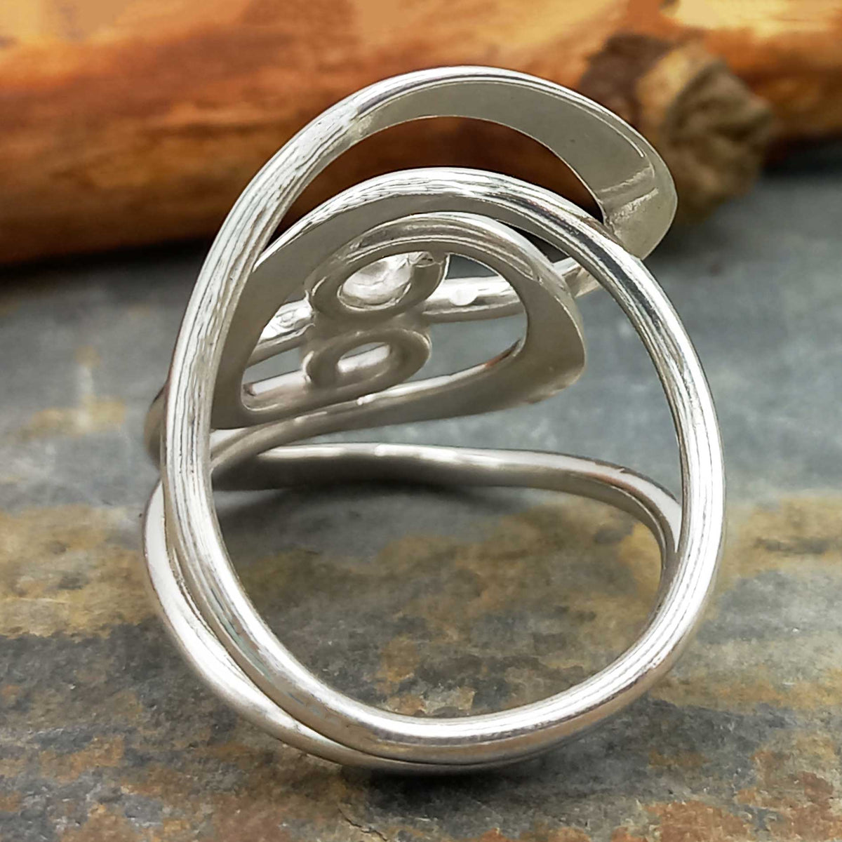 Back of swirl silver ring