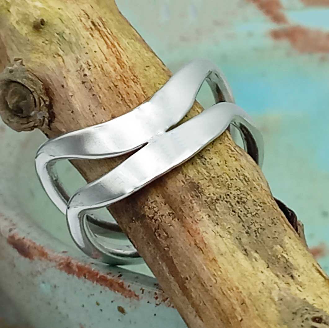 Wave strands unusual silver ring