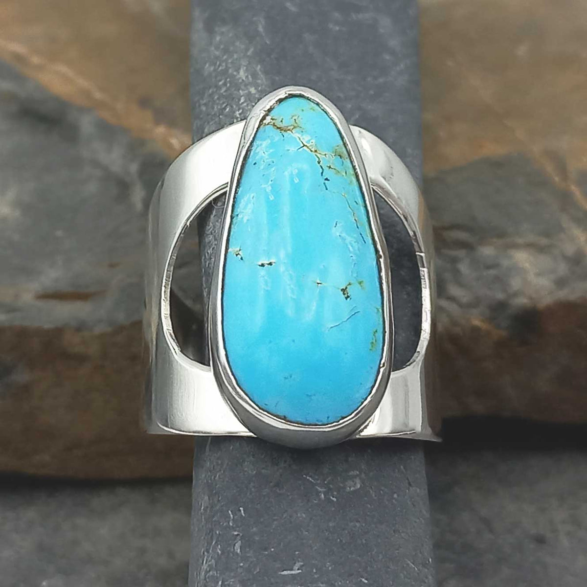 Handmade silver statement Turquoise stone ring