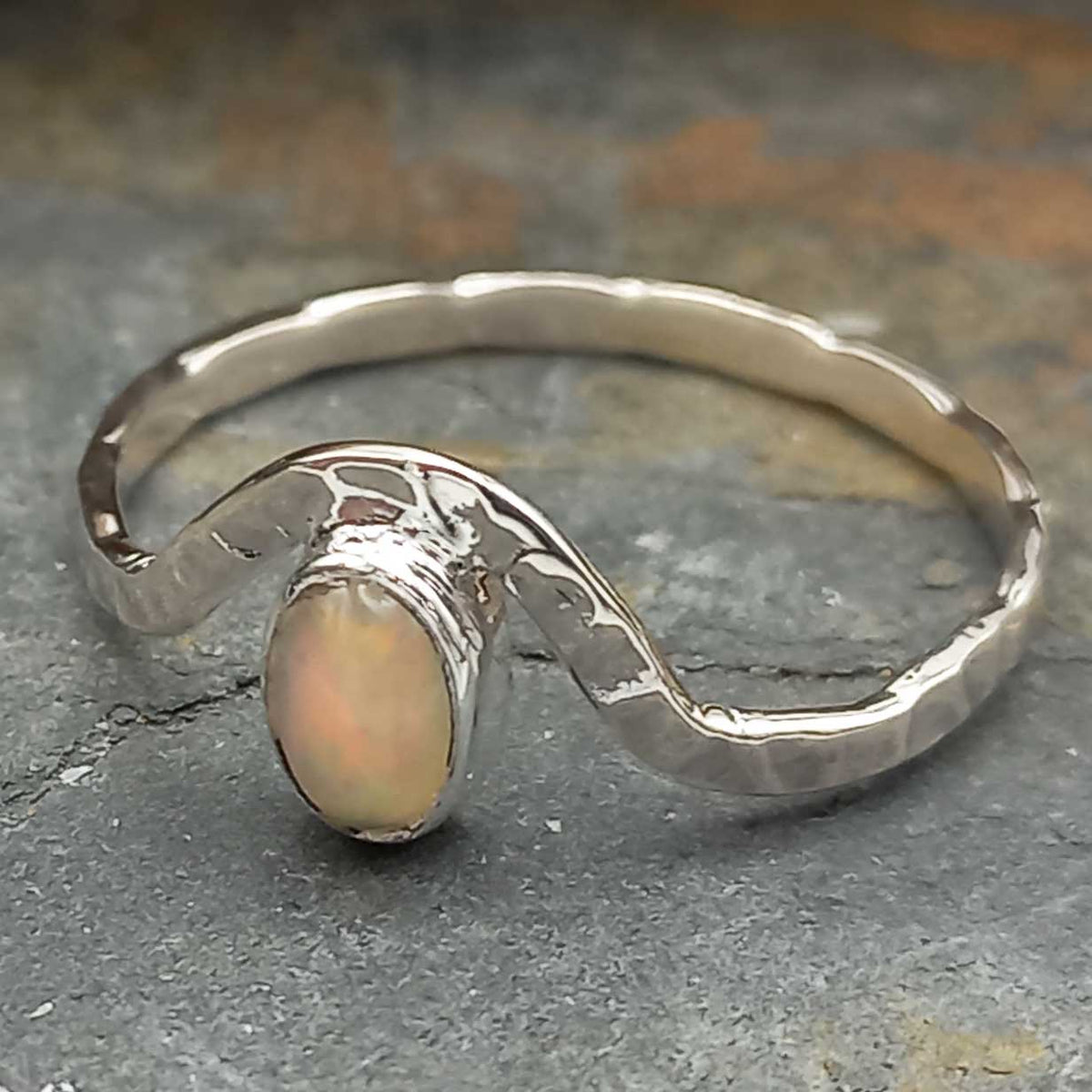 Dainty Opal sterling silver ring
