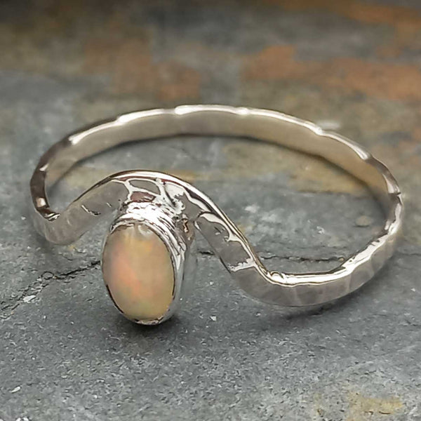 Dainty Opal sterling silver ring