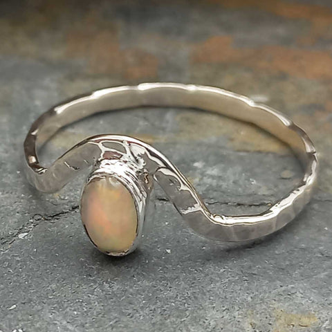 Dainty Opal sterling silver ring