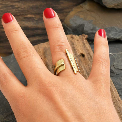 Brass Sparta tribal open gap ring