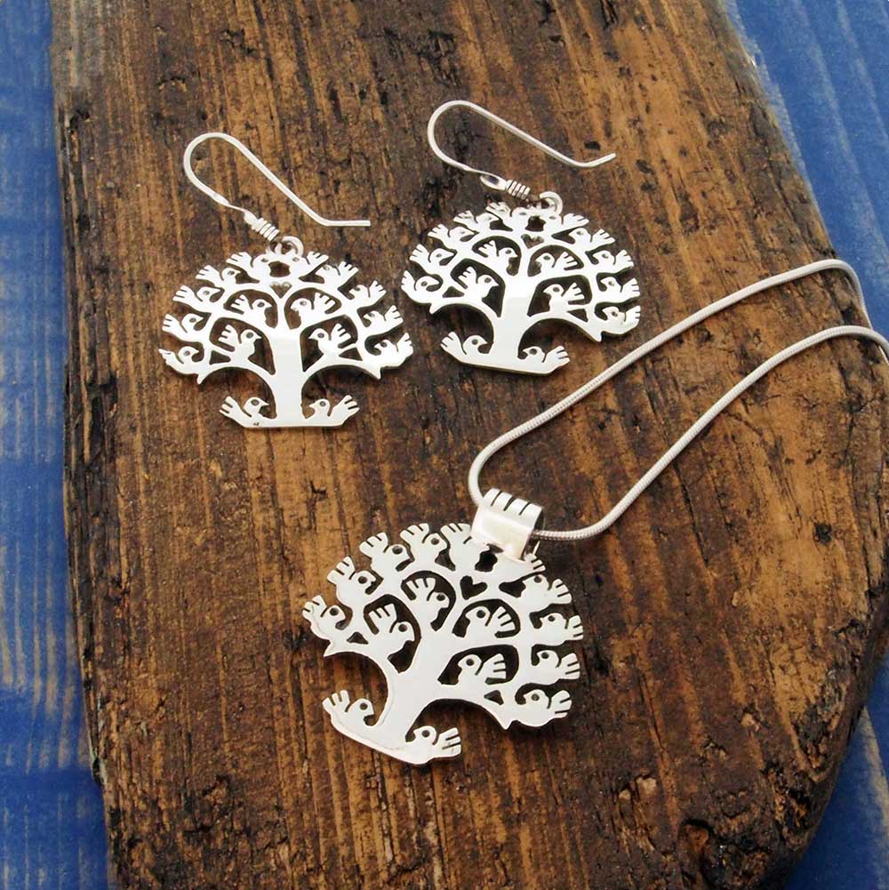 Medium tree of life earrings with large pendant