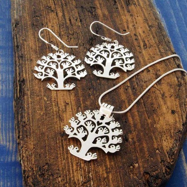 Medium tree of life earrings with large pendant