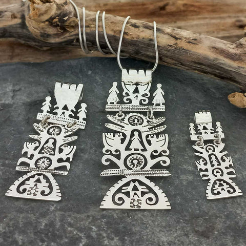Silver Bubble's 3 rectangular tree of life pendants for size comparasion