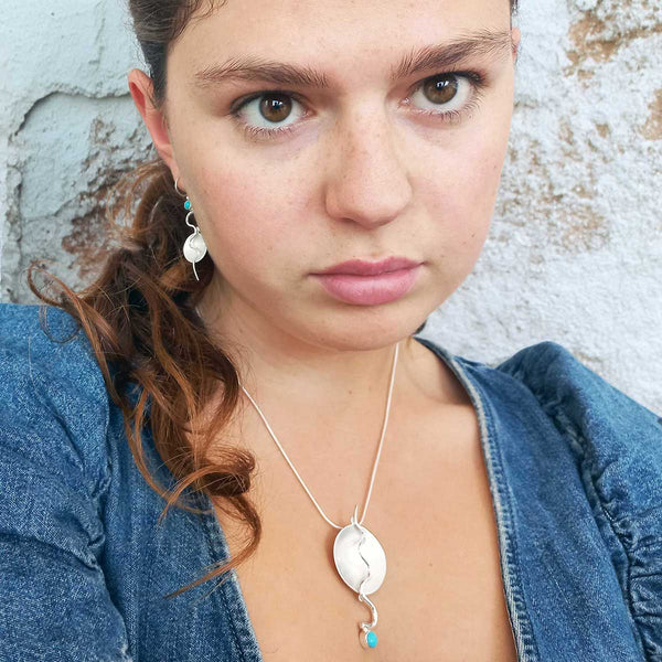 Turquoise Flame pendant earring set