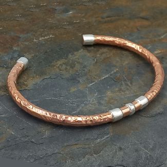 Handmade Copper & Silver Torque Cuff Bracelet