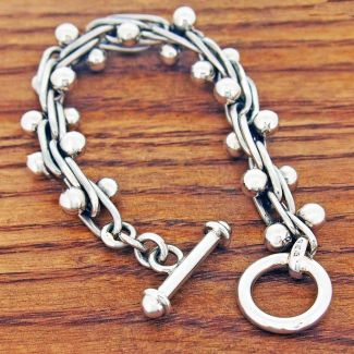 Handmade Mexican silver ball bracelet
