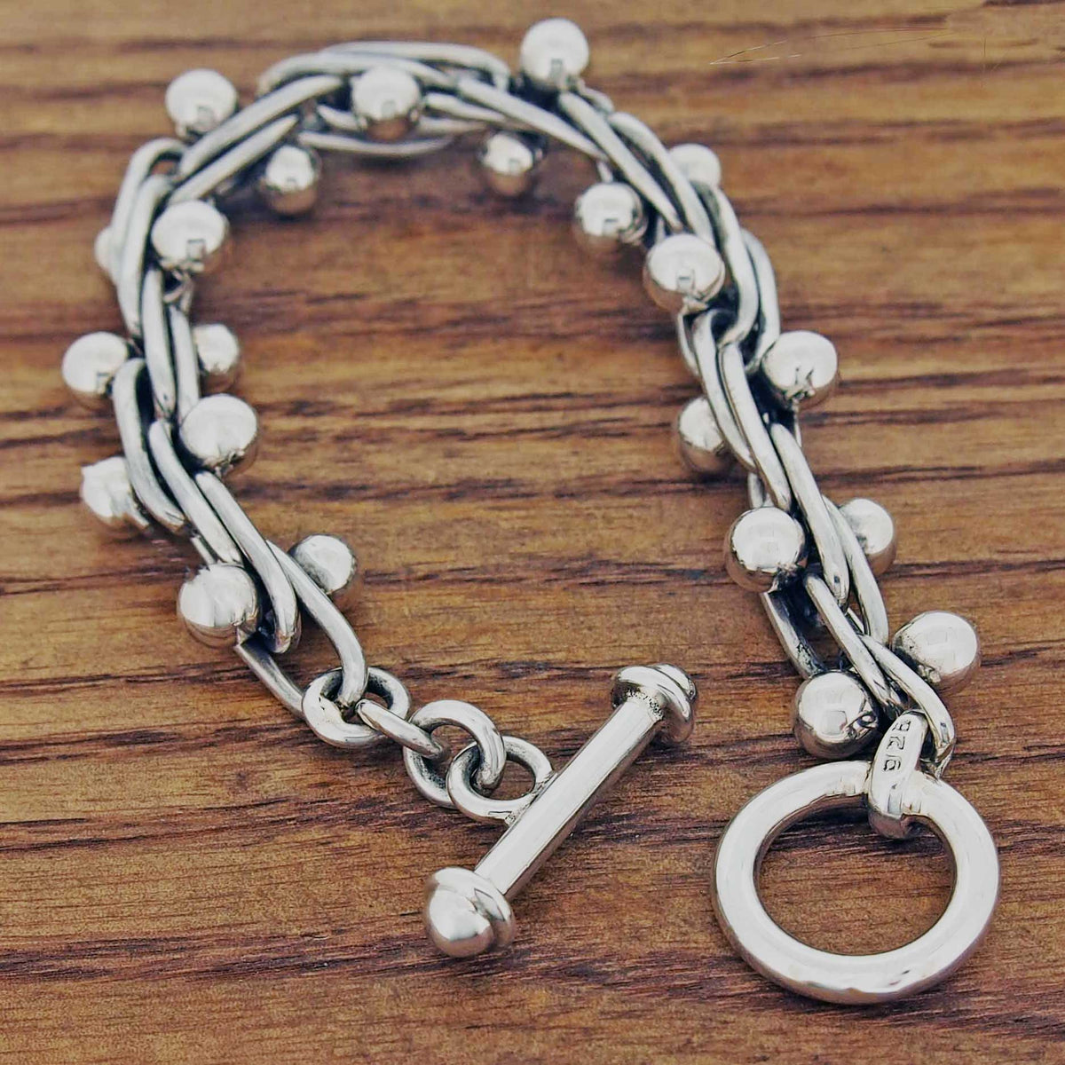 Handmade Mexican silver ball bracelet