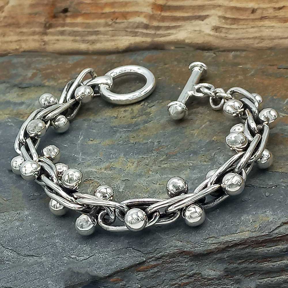 Duo 6mm Ball Silver Bracelet Main image