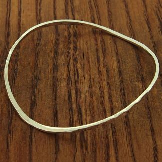 Angular Twisted Hammered Silver Bangle