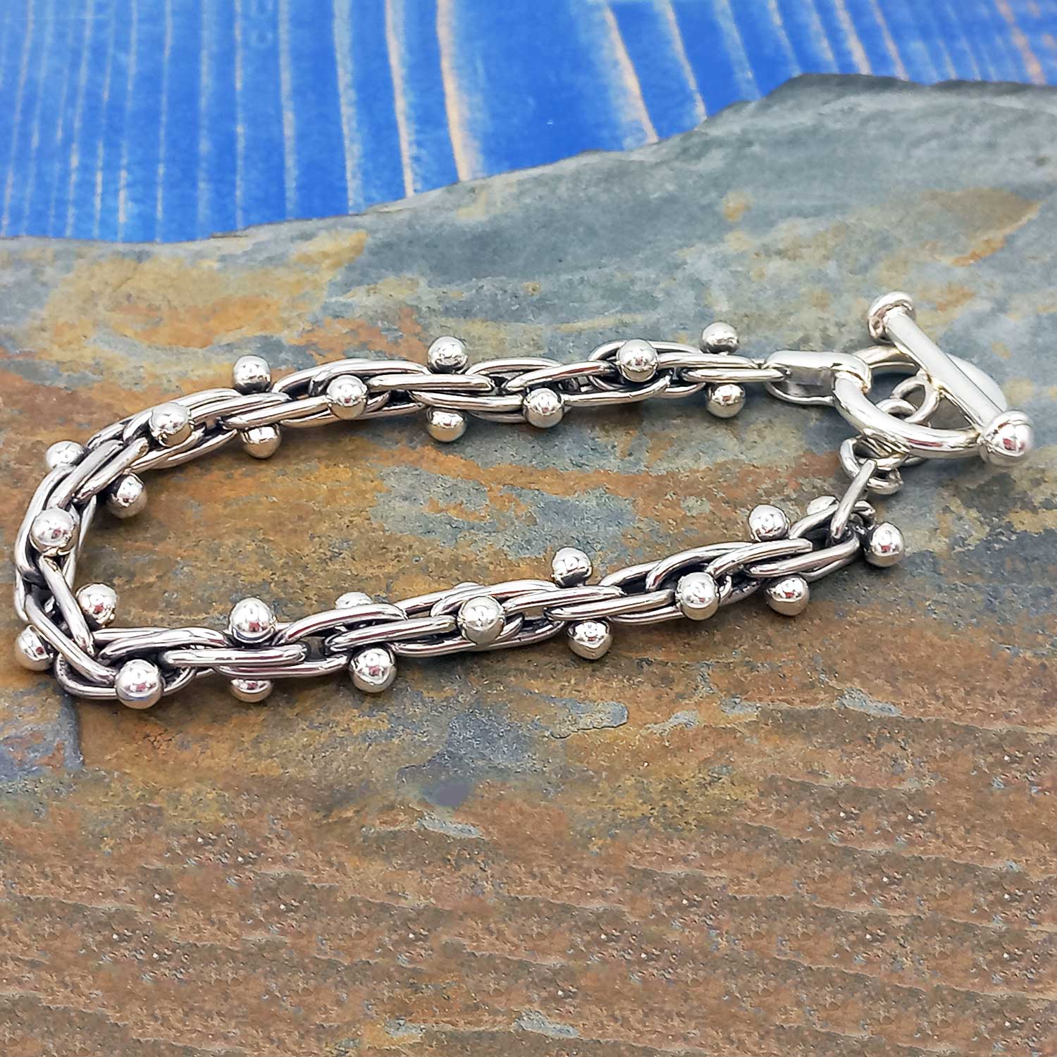 Sterling silver small ball link bracelet