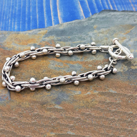 Sterling silver small ball link bracelet