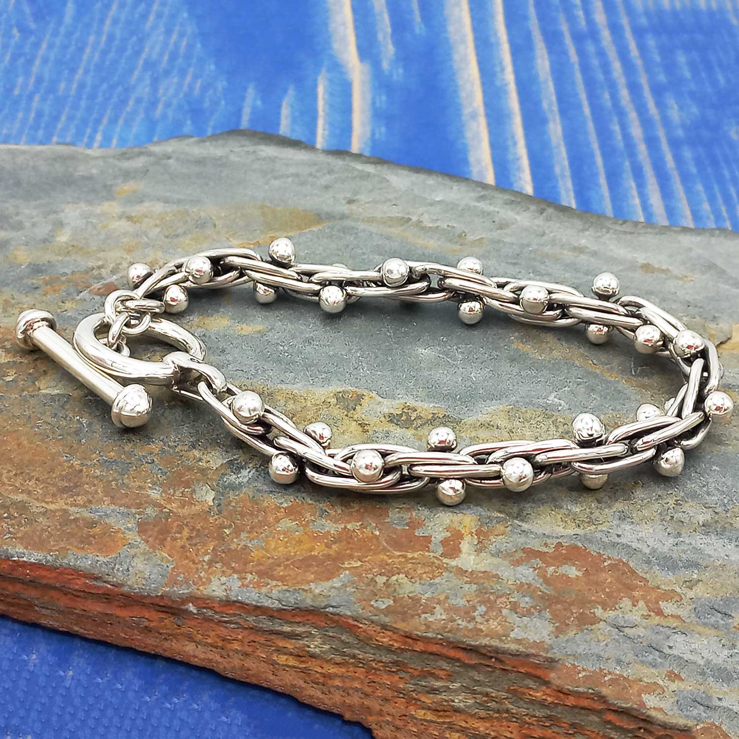 Ball silver link chunky bracelet