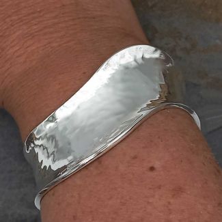 Unusual chunky silver cuff bracelet