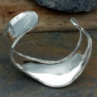 Wide Wave Silver Cuff Bracelet (239)