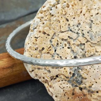 Large Hammered Silver Bangle (240)
