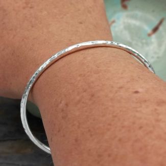 Large Hammered Silver Bangle (240)