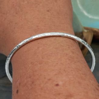Large Hammered Silver Bangle (240)