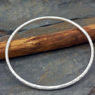 Large Hammered Silver Bangle
