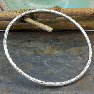 Hammered Large Mexican silver bangle