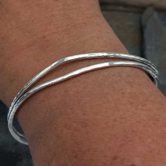 Handmade Silver Textured Bracelet