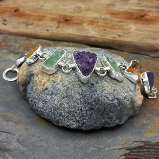 Semi-precious silver multi stone bracelets