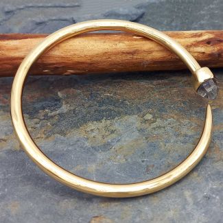Copper & Brass Tusk Bangle with Quartz (247)
