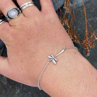 Dragonfly chain sterling silver bracelet