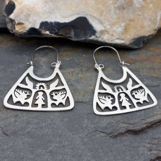 Triangular tree of life with birds earrings