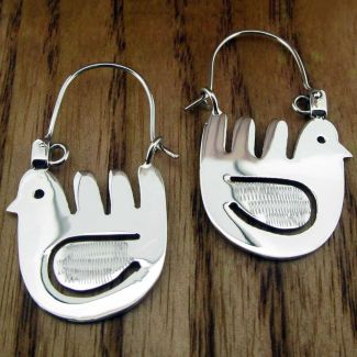 Sterling silver dove earrings