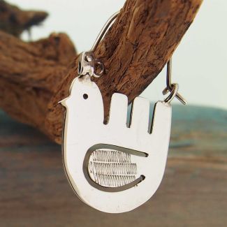 Handmade silver bird earrings