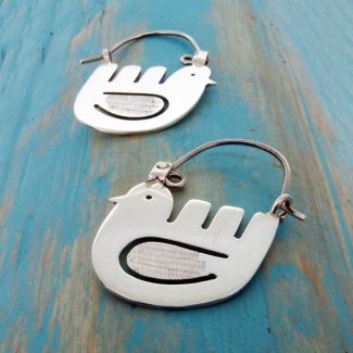 Mexican Bird Silver Earrings