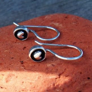 Dainty artisan silver heart earrings