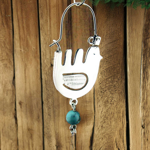 Dove handmade silver earring with turquoise bead