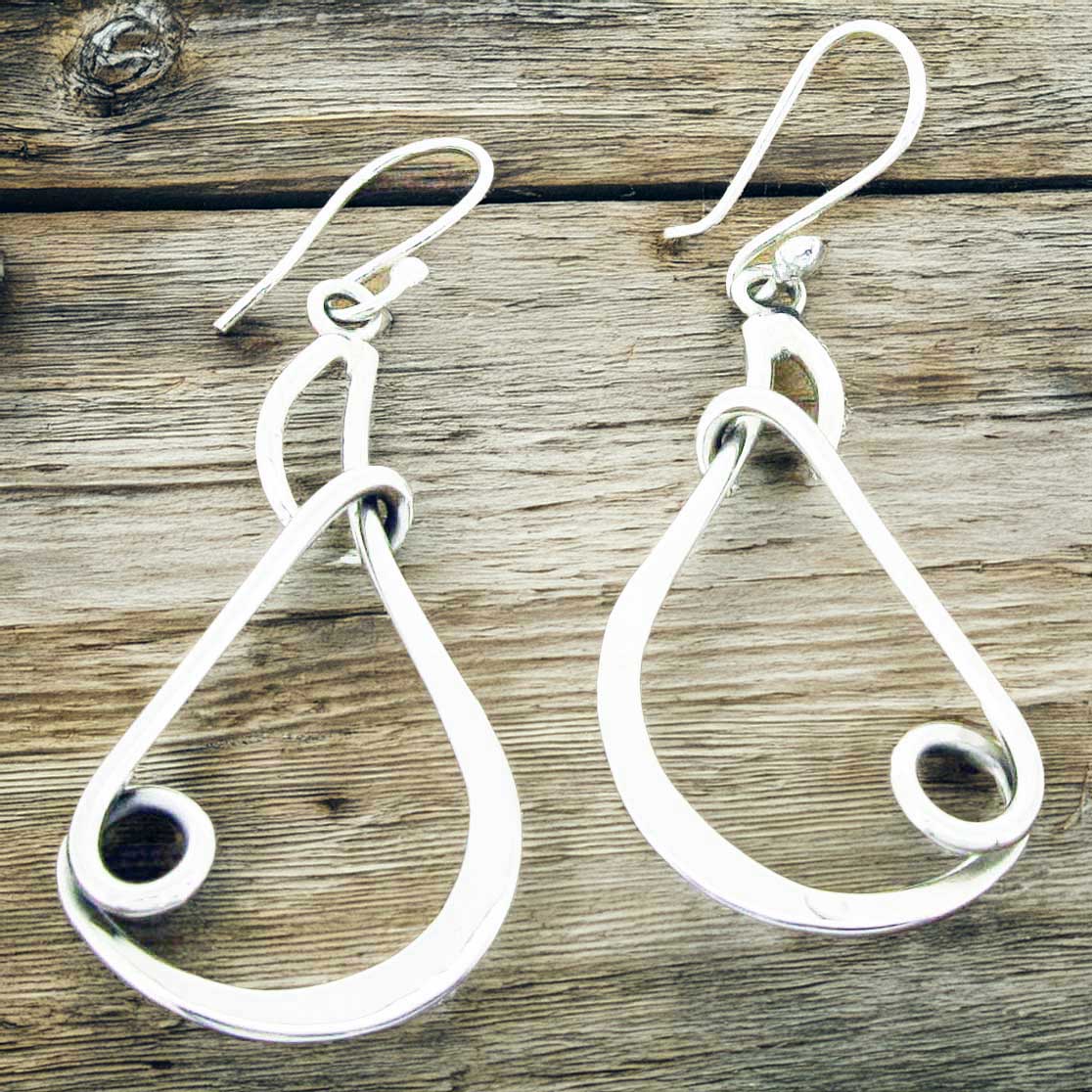 Teardrop Swirl Sterling Silver Earrings