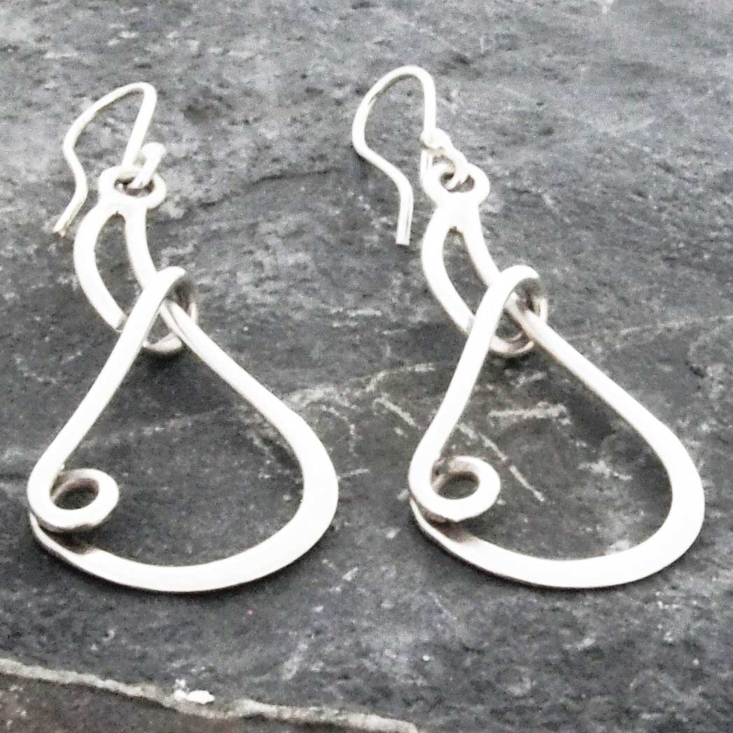 Handmade teardrop silver Mexican earrings