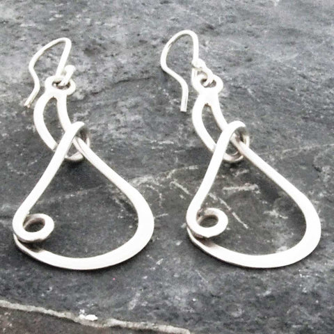 Handmade teardrop silver Mexican earrings