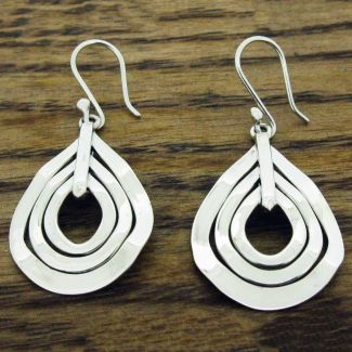 Triple Teardrop Silver Earrings (589)